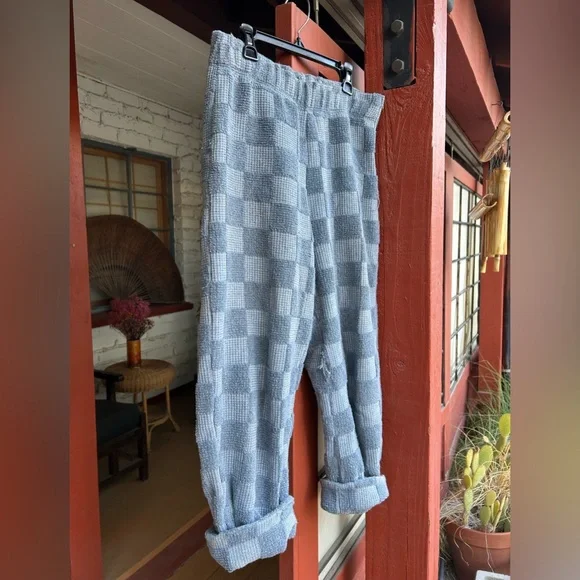 Seea Upcycled denim Keiko Checkered Pants - Picture 1 of 9